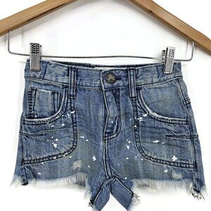 New One Teaspoon  Denim Shorts Girls 6-7 Original Artist Blue Cut-offs